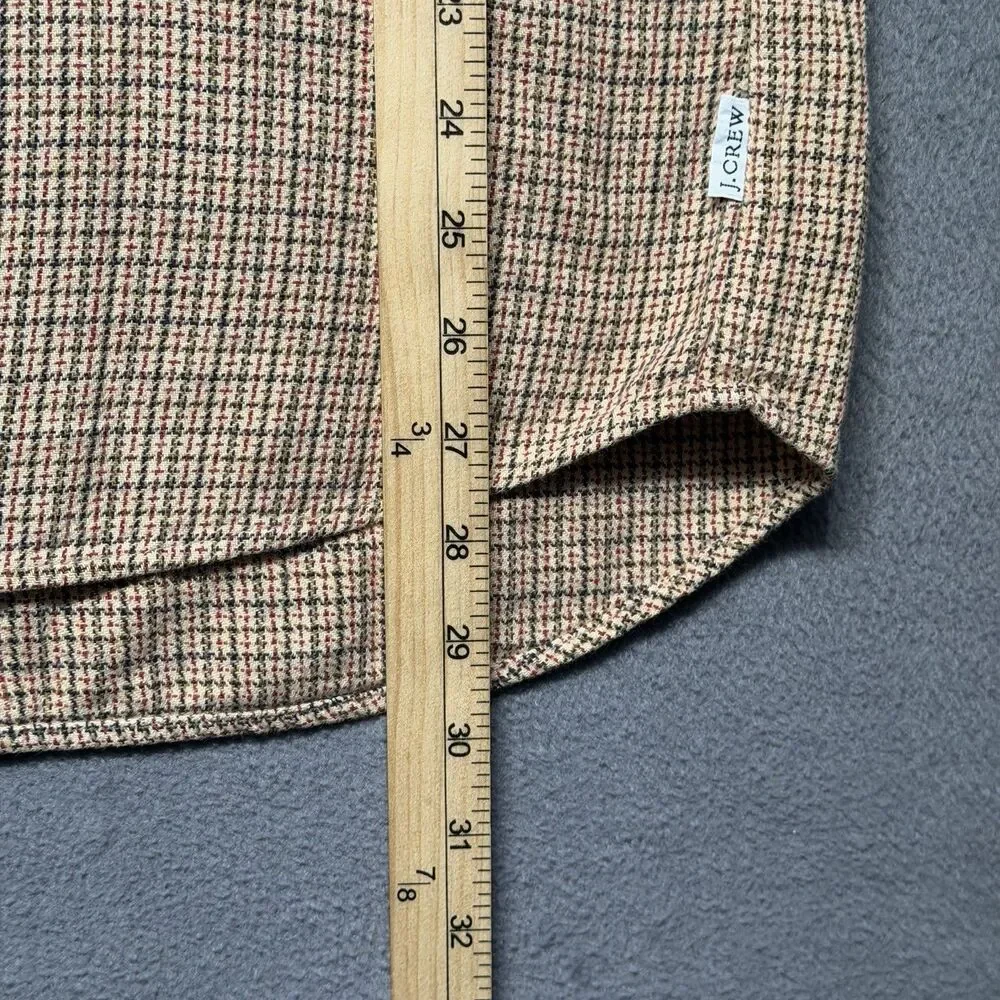 J.Crew Men’s XL Button Down Shirt Beige Houndstooth Check Flannel Long Sleeve